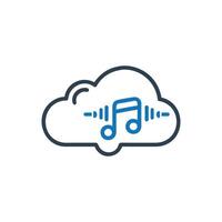 Cloud with music note icon, Music streaming service icon vector