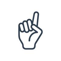 Pointer icon, Number one icon, Hand showing number one symbol vector