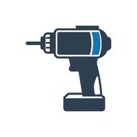 Drill Icon, Drill press with bit and sawdust icon vector