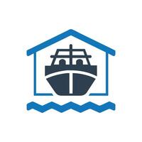 Boat In Dry-dock Icon, Boat Storage Icon vector