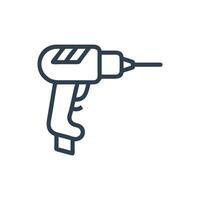 Drill Icon, Drill press with bit and sawdust icon, Power drill icon vector