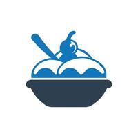 Bowl Of Ice Cream icon, Ice cream sundae icon, Bowl of dessert icon vector