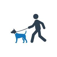 Service Dog Icon, Person walking a dog on a leash icon vector