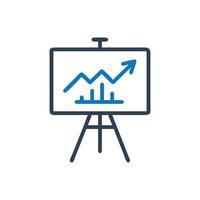 Easel Profit Icon, Easel Economy Icon, Market analysis icon, Pie chart on easel icon vector