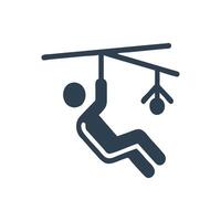 Zip line icon, Person Riding Zip line Icon vector