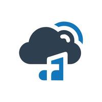 Music Cloud Icon, Cloud with music note icon vector