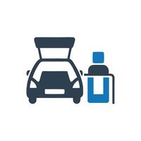 Person Placing Box Into Car Trunk Icon, Person Loading Box Into Vehicle Icon vector