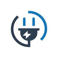Power plug icon, Electric power cord icon, Two pronged power cord symbol vector