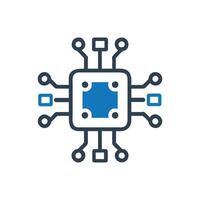 Chip Processor Icon, Computer chip symbol, CPU Chip Icon, Micro Chip Icon, CPU Design vector