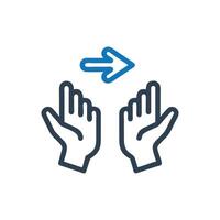 Hand Finger Pan Icon, Hand swipe across icon, Hand scrolling with two fingers icon vector