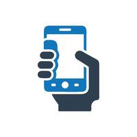 Hand Holding Smartphone Icon, Hand taking a picture with a smartphone symbol vector
