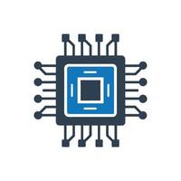 Chip Processor Icon, Computer chip symbol, CPU Chip Icon vector