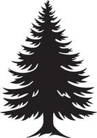 a black and white silhouette of a pine tree vector