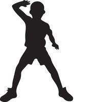 silhouette of a boy doing a handstand vector