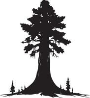 a silhouette of a tree with a large trunk vector