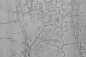 Cracks on the white plaster wall. Abstract design background. photo