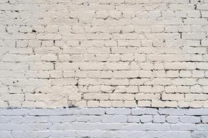Old white brick wall. Abstract interior background. photo