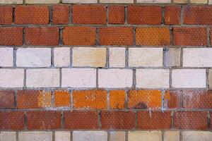 The old wall is unevenly painted. Abstract construction background. photo