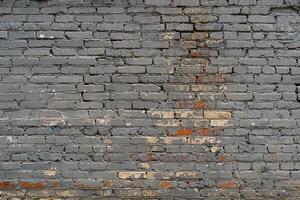 The brick wall is painted with gray paint. Abstract construction background. photo