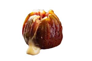 figs baked cheese camembert or brie meal snack on the table copy space food background rustic photo