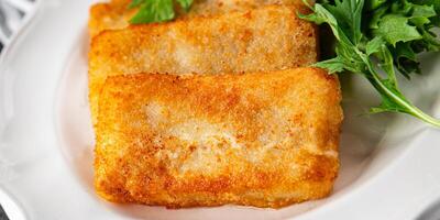 fish sticks fish in batter fresh meal food snack on the table copy space food background rustic top view Pescetarian diet photo