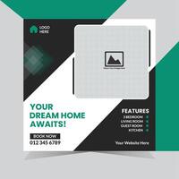 Real estate social media post design square banner template for marketing advertisement vector