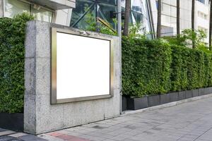 Mockup image of Blank billboard white screen posters and led outside building for advertising photo