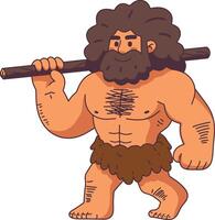 Caveman with wood stick design vector