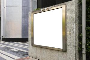Mockup image of Blank billboard white screen posters and led outside building for advertising photo