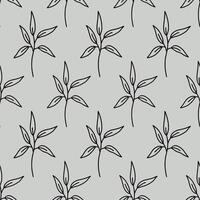 Minimalistic botanical seamless pattern. hand-drawn illustration in doodle style. Perfect for decorations, wallpaper, wrapping paper, fabric. Floral background. vector
