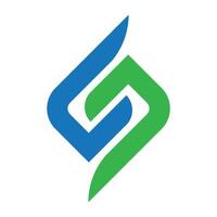 illustration of the letter s logo, collaboration colors green and blue vector