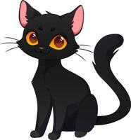 Cute black cat. Halloween cat. Cat in cartoon style vector
