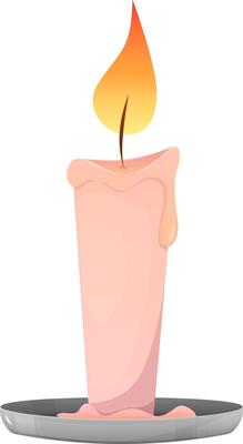 Candle on a stand. Halloween candle. Burning candle. Cartoon style
