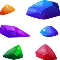 Set of colorful and magical gems. Halloween crystals. Gems in cartoon style vector