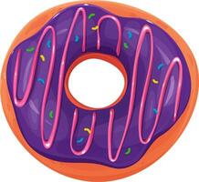 Beautiful, bright and purple donut with prose topping. Donut violet. Donut isolated on a white background. Cartoon style vector