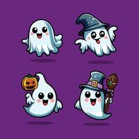 Funny Halloween ghost set vector