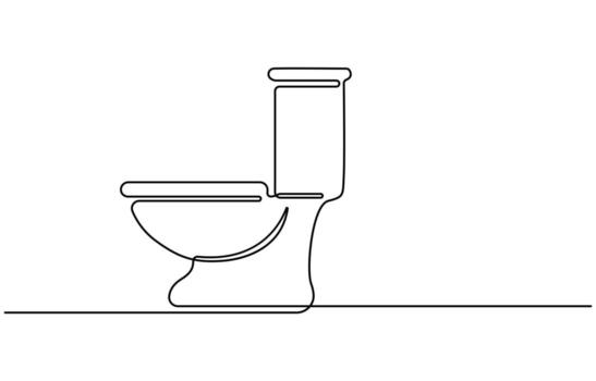 Continuous one line art outline of a toilet icon vector