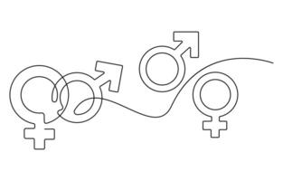 one continuous drawing Female gender icon vector