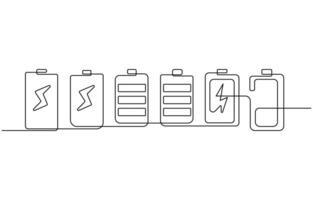 One line drawing of battery full of charge vector