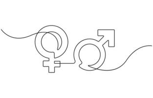 Female gender Continuous one line art vector