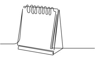 Table calendar in one line continuous drawing vector