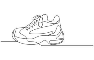 Sport Sneaker shoes in continuous line art drawing style vector