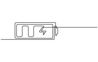 battery full of charge One line drawing vector