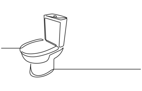 Modern wall-hung WC with hidden tank installation system black linear sketch isolated on white background vector