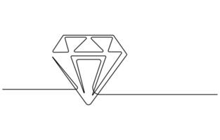 Continuous one line drawing of diamond gemstone vector