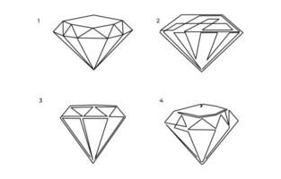 diamond gemstone Continuous one line drawing vector