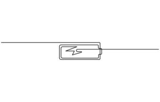battery charging One continuous line drawing vector