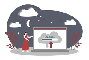 The concept of cloud storage and file backup vector