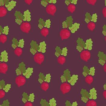 Seamless pattern with beetroot on a dark background. vector