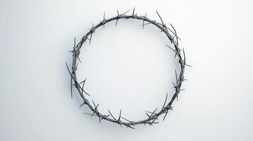 A barbed wire circle with the number 0 in it photo